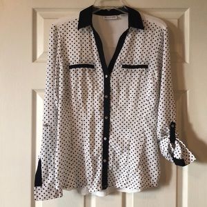 New York & Company, polka dot, button down